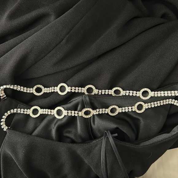 NWT H by Halston Vintage Black Maxi Lined Formal Dress with Rhinestone Strap 8 - Picture 13 of 15